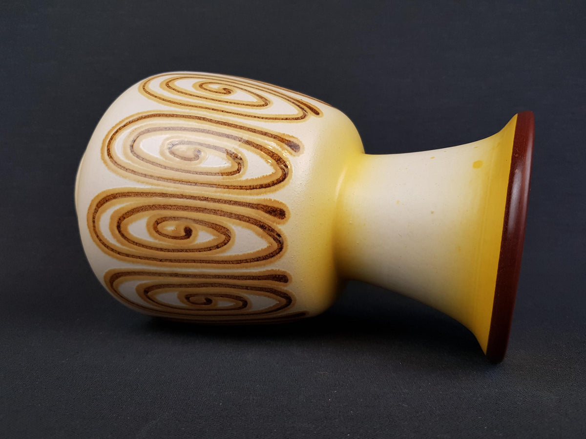 Vintage SCHLOSSBERG KERAMIK with Unique Yellow and Brown Swirl Decor West German Pottery 1960-70s