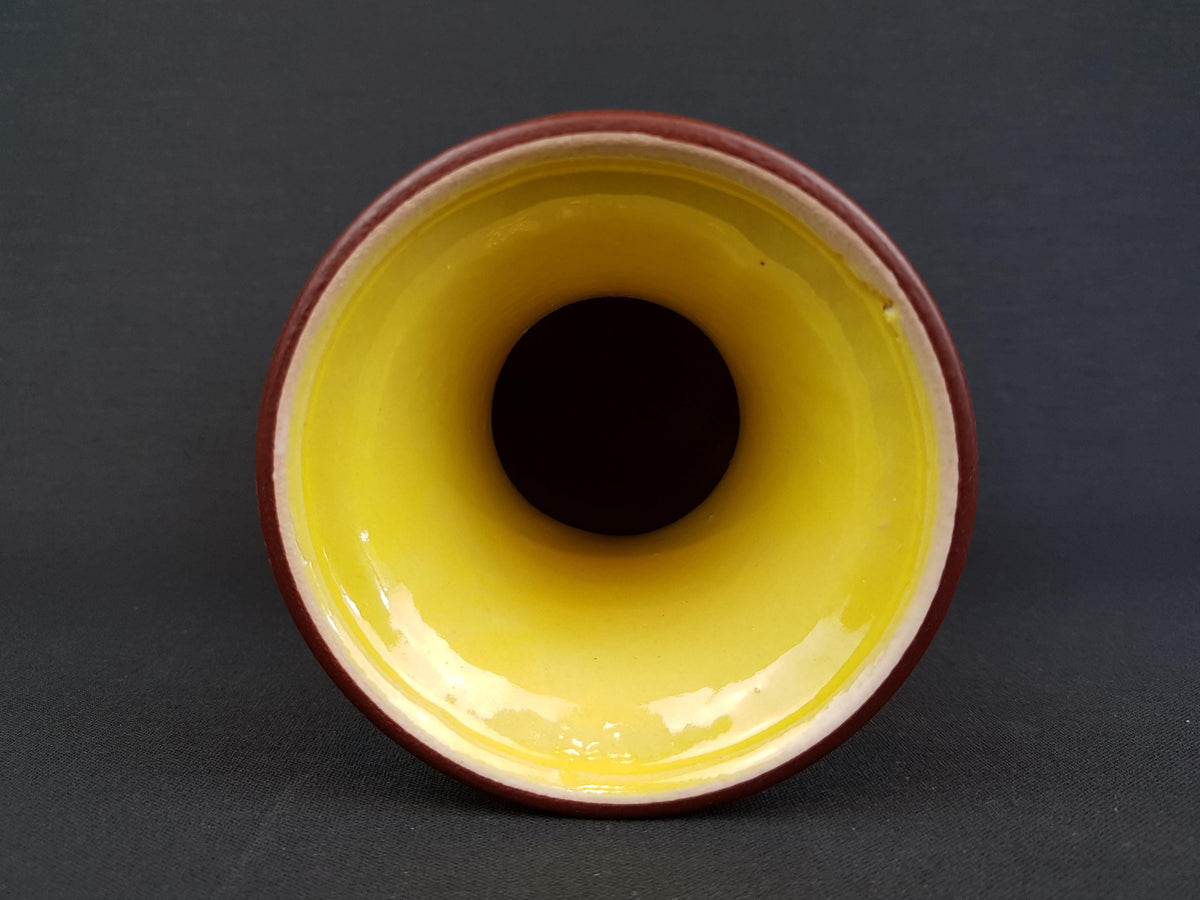 Vintage SCHLOSSBERG KERAMIK with Unique Yellow and Brown Swirl Decor 205/20 West German Pottery 1960-70s