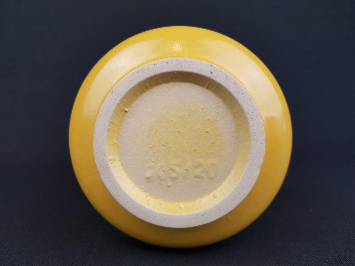 Vintage SCHLOSSBERG KERAMIK with Unique Yellow and Brown Swirl Decor 205/20 West German Pottery 1960-70s