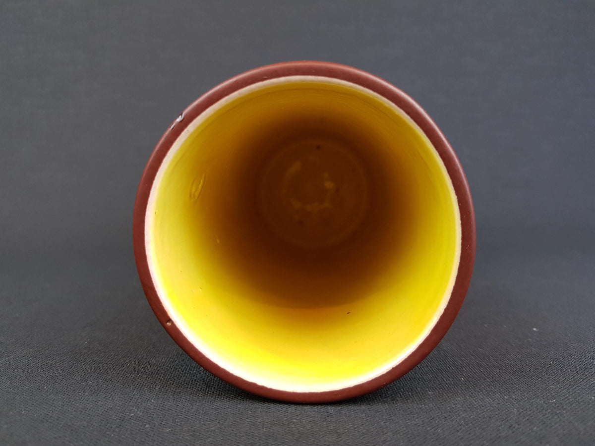 Vintage SCHLOSSBERG KERAMIK with Unique Yellow and Brown Swirl Decor 231-20 West German Pottery 1960-70s