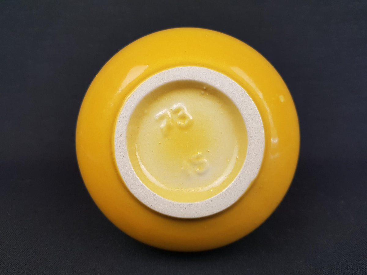 Vintage SCHLOSSBERG KERAMIK with Unique Yellow and Brown Swirl Decor 73/15 West German Pottery 1960-70s