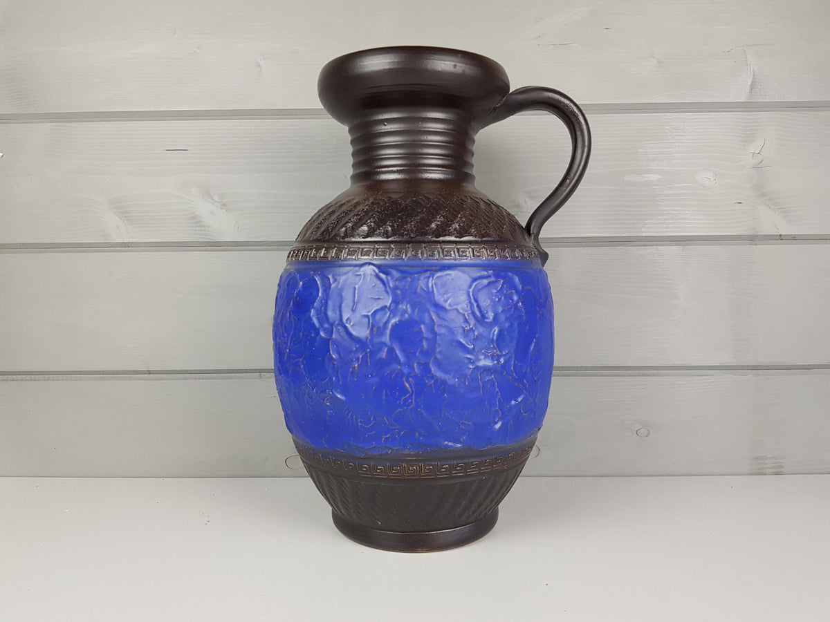 Vintage West German Pottery Blue Black KLINKER Vase no.35 1950-60s, maker unknown, probably Eiwa / Speier