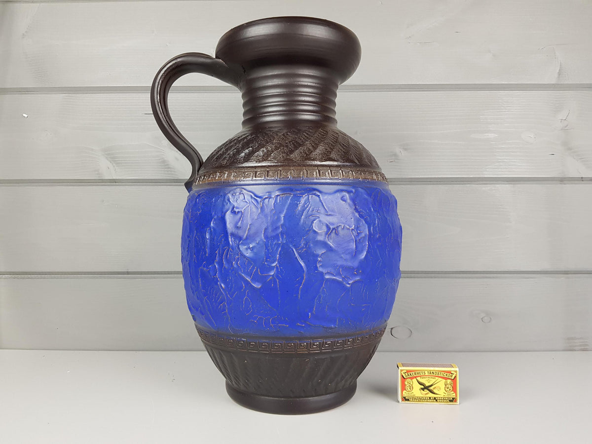 Vintage West German Pottery Blue Black KLINKER Vase no.35 1950-60s, maker unknown, probably Eiwa / Speier