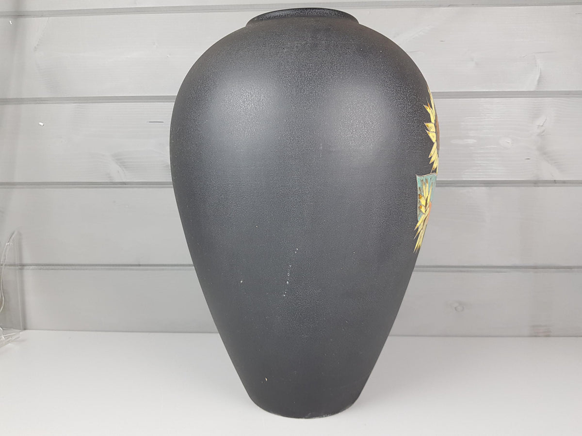 Vintage RUSCHA KERAMIK 849/3 Floor Vase with Sun Flower Decor West German Pottery 1950s