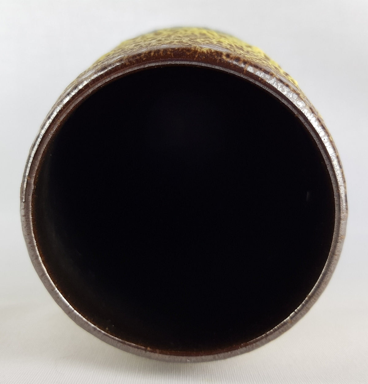 Large Vintage STEULER KERAMIK Blue Vase With Yellow Fat Lava Glaze 4373/3 West German Pottery 1960s