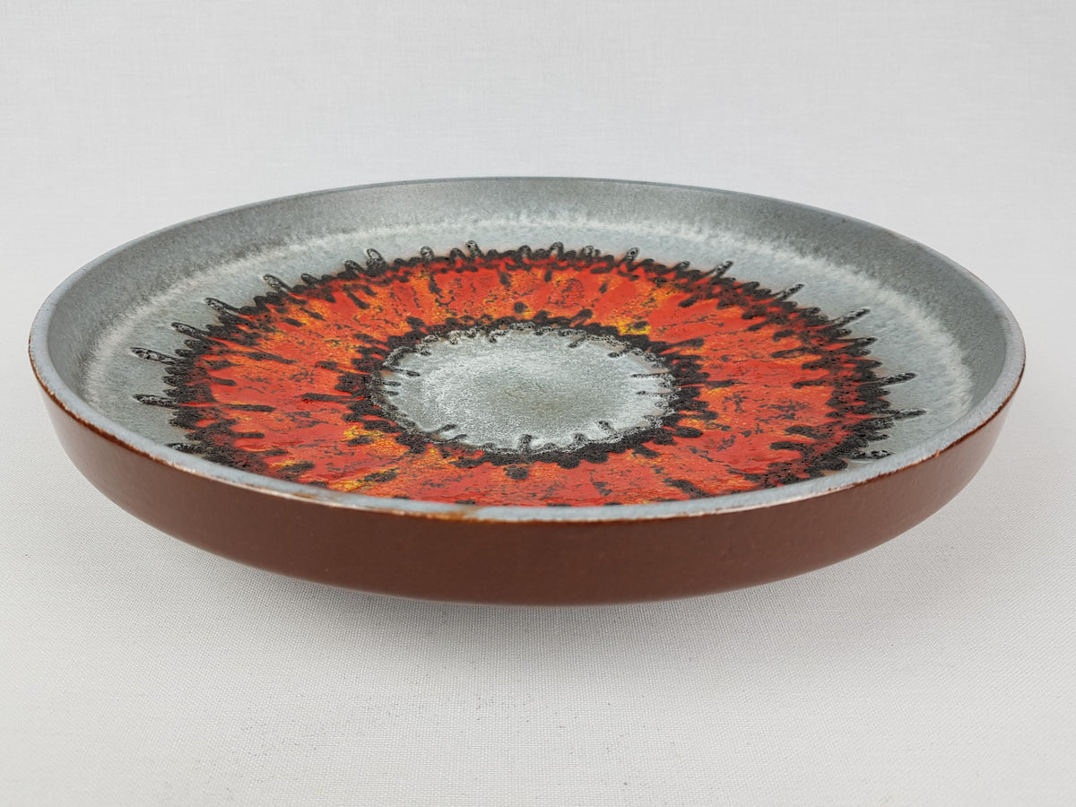 Vintage CARSTENS KERAMIK Bowl with Orange Yellow Lava Glaze Izmir Decor 1075-31 West German Pottery 1960s 1970s