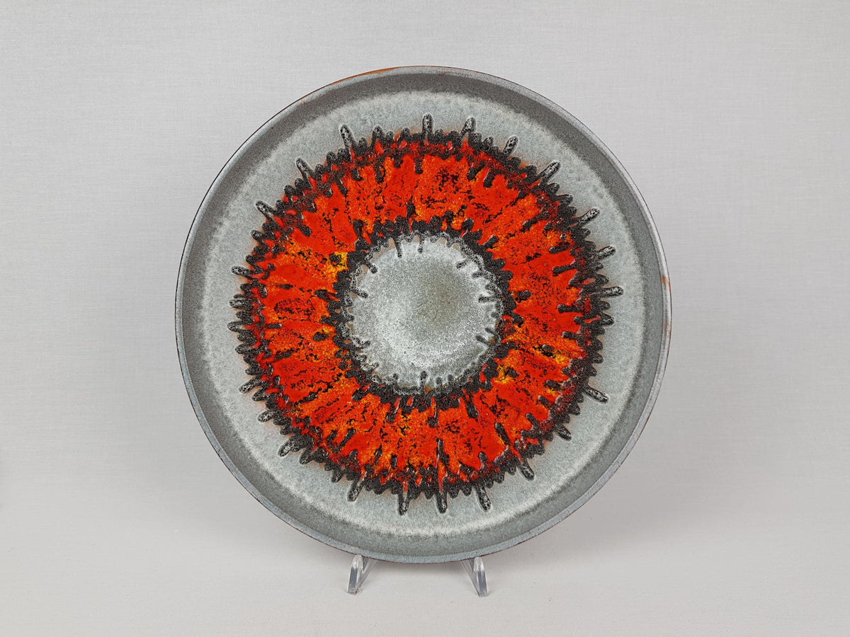 Vintage CARSTENS KERAMIK Bowl with Orange Yellow Lava Glaze Izmir Decor 1075-31 West German Pottery 1960s 1970s