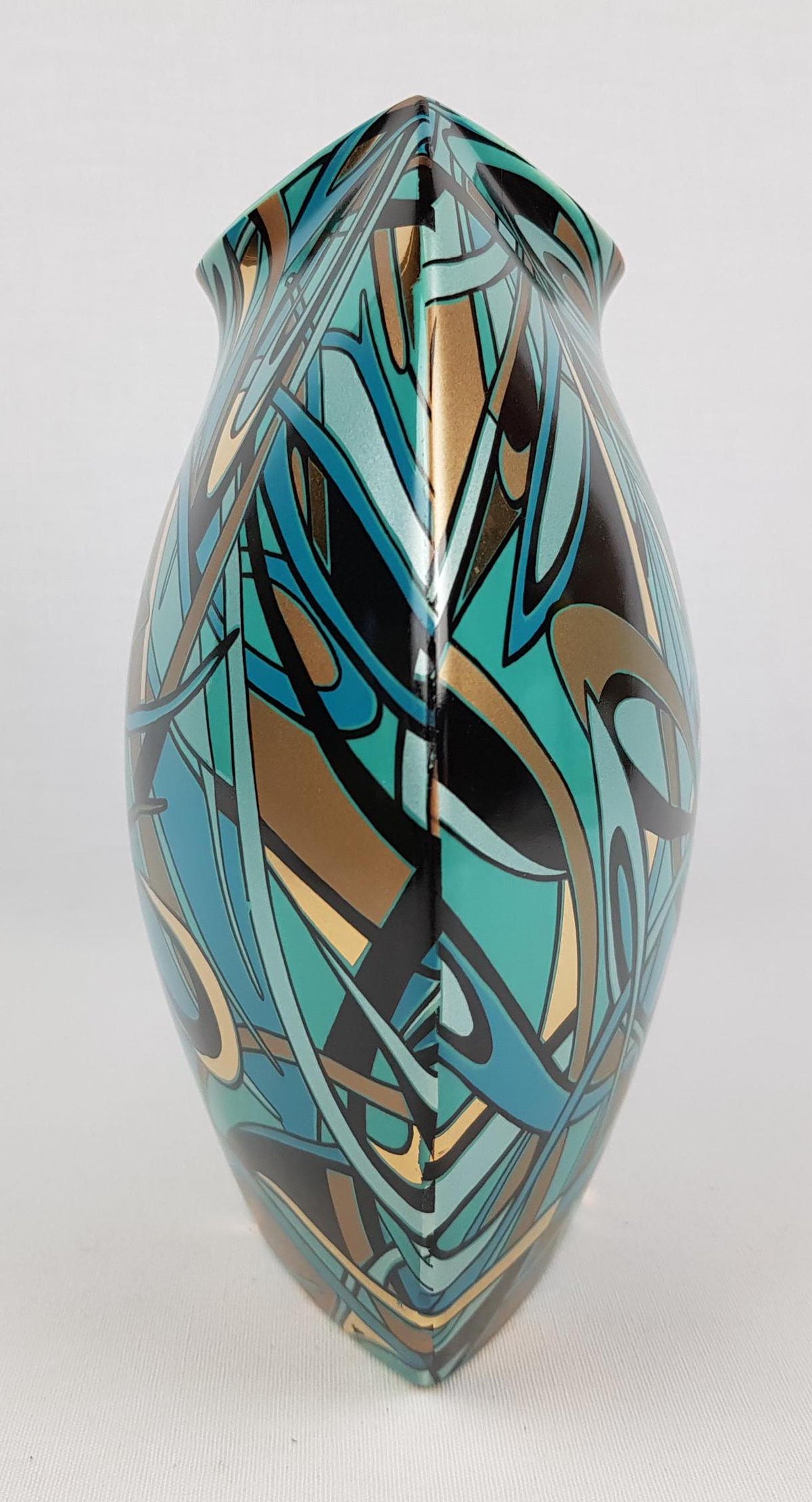 Vintage STEULER DESIGN Turquoise Pillow Vase Memphis Style West German Pottery 1980s