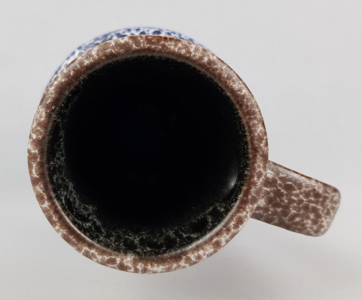 Vintage STEULER KERAMIK Handled Blue Brown Vase With White Fat Lava 141-25 West German Pottery 1970s