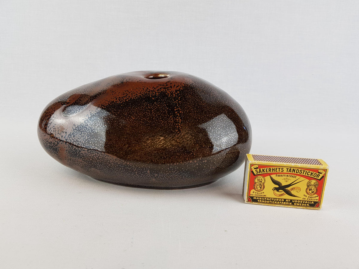 Vintage PETER GUGGENBÜHLER Die Werkstatt, Altenkunstadt Brown Vase West German Pottery 1960-70s