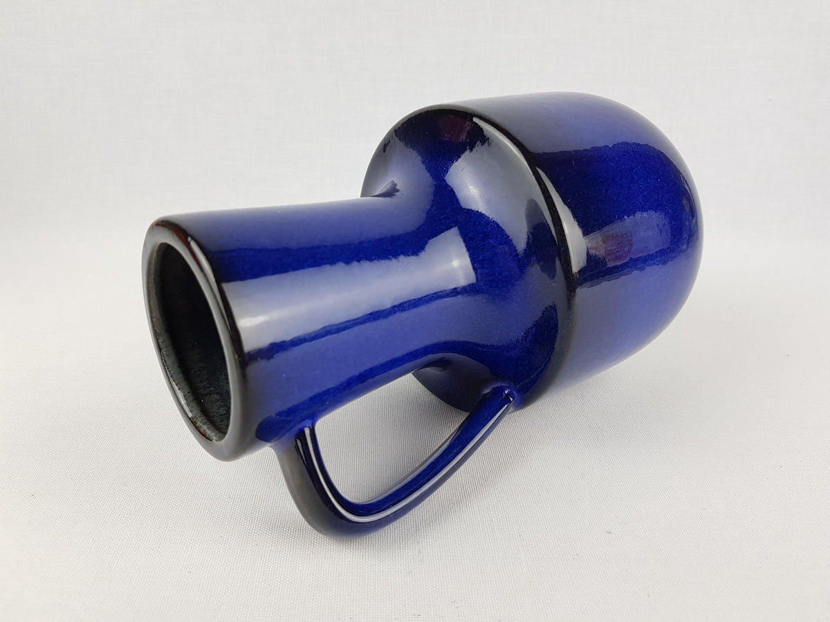 Vintage STEULER KERAMIK Handled Blue Jug Vase 141-20 West German Pottery 1960s