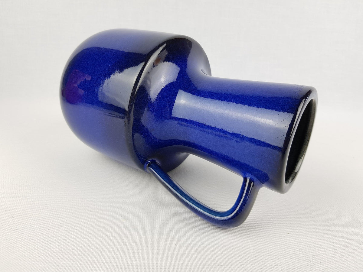 Vintage STEULER KERAMIK Handled Blue Jug Vase 141-20 West German Pottery 1960s