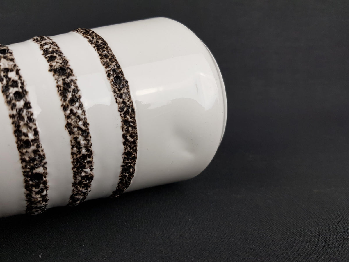 Vintage ILKRA EDEL KERAMIK Black and White Fat Lava Vase 1035-30 West German Pottery 1960s 1970s