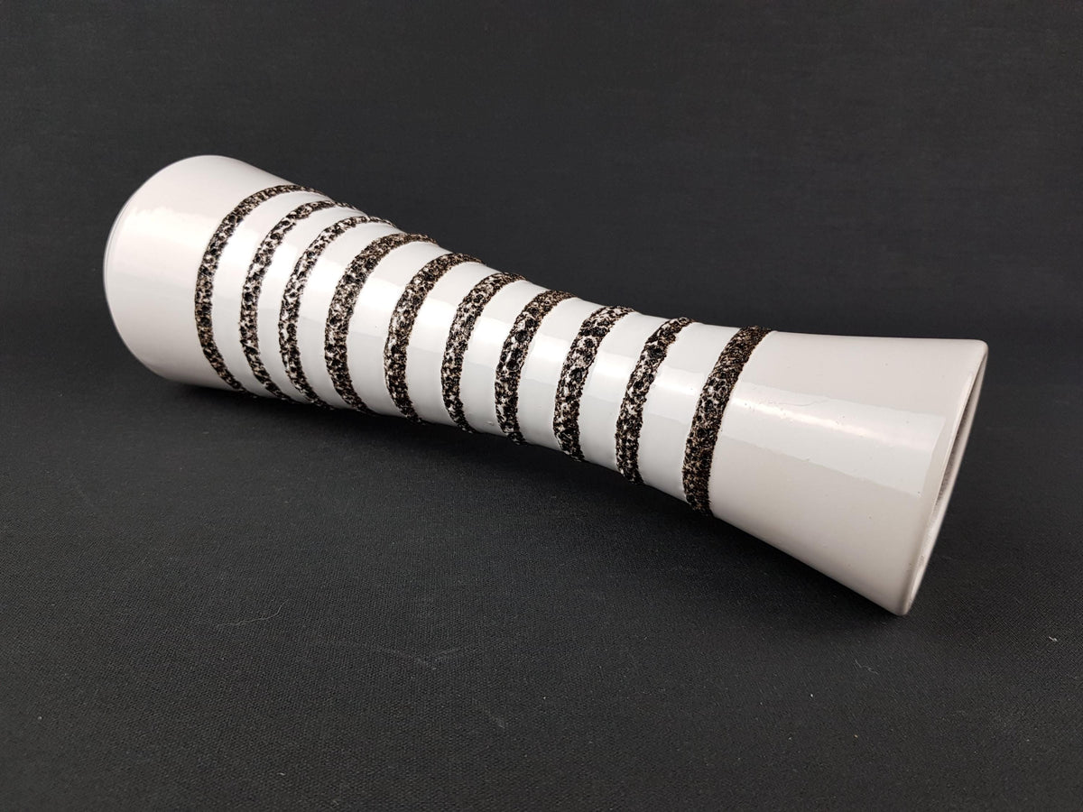 Vintage ILKRA EDEL KERAMIK Black and White Fat Lava Vase 1035-30 West German Pottery 1960s 1970s