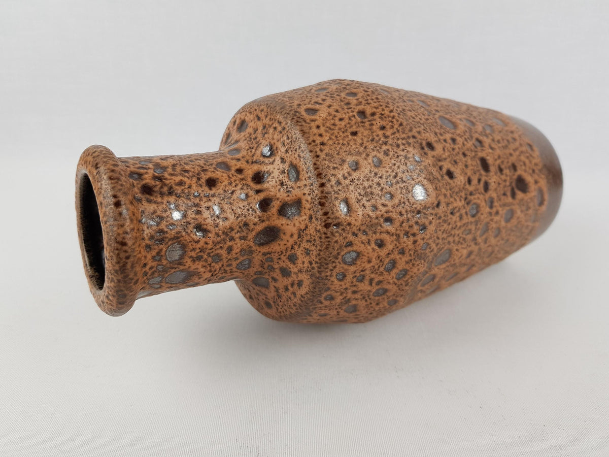 Vintage STEULER KERAMIK Brown Fat Lava Vase 135-25 West German Pottery 1960s