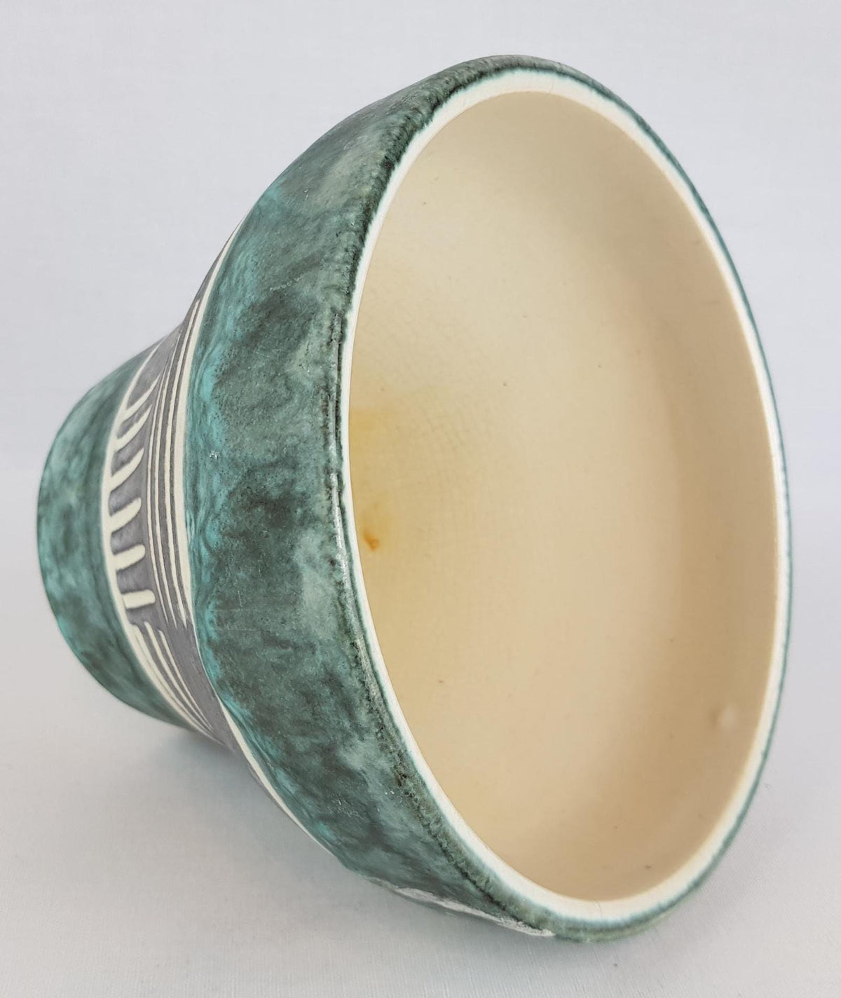 Vintage West German Pottery Green, White and Gray Planter Flower Pot West German Pottery 1960-70