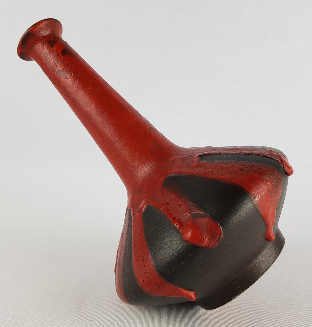 Vintage CERAMANO Red Ceramic Vase 121 with STROMBOLI decor West German Pottery 1960s