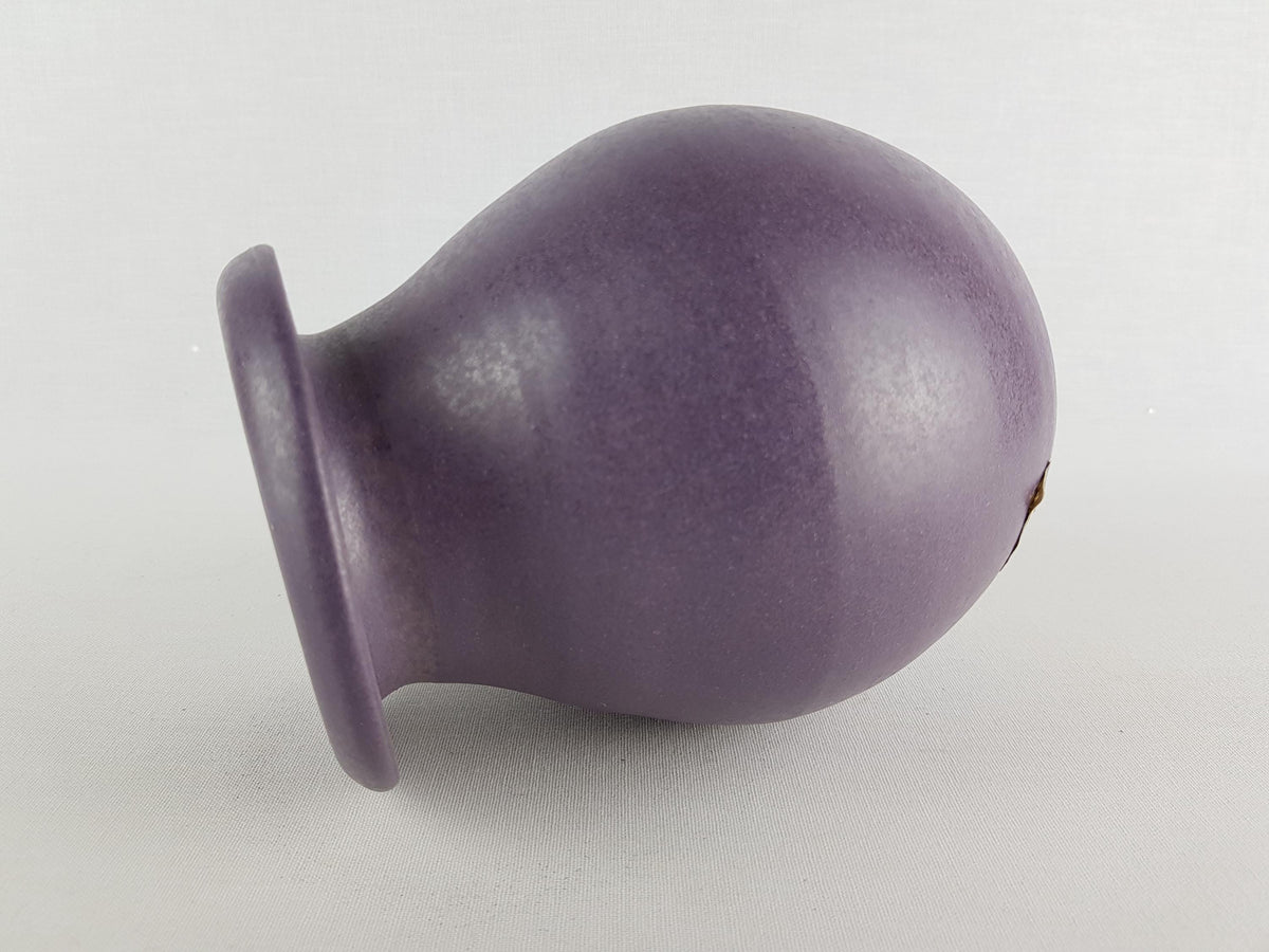 Vintage STUDIO ART POTTERY Purple Vase with Folded Rim Germany 1960-70