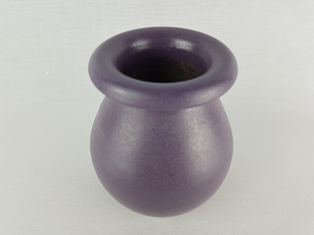Vintage STUDIO ART POTTERY Purple Vase with Folded Rim Germany 1960-70