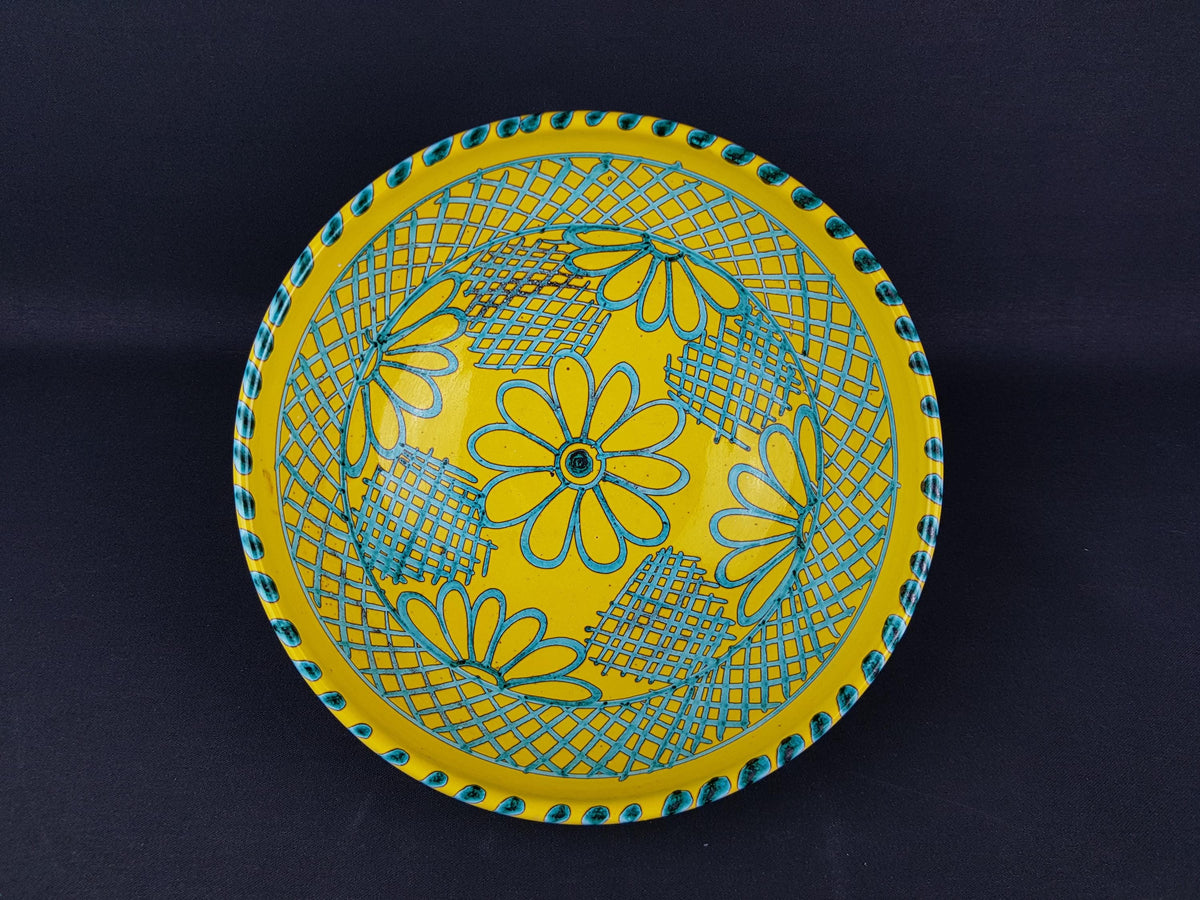 Vintage MANCIOLI / MANCER Yellow and Green Bowl Italian Pottery 1960s Italy
