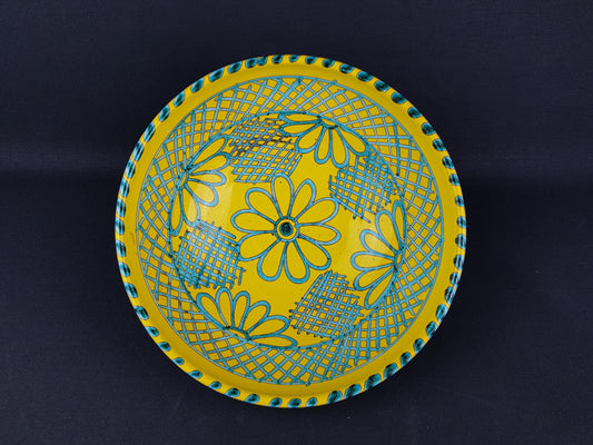 Vintage MANCIOLI / MANCER Yellow and Green Bowl Italian Pottery 1960s Italy