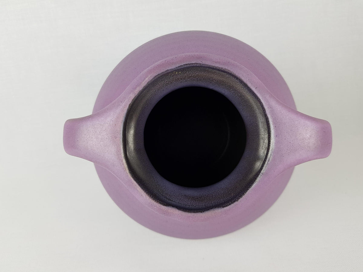 Vintage VEB HALDENSLEBEN Vase with Matte Purple Glaze East German Pottery 1960s