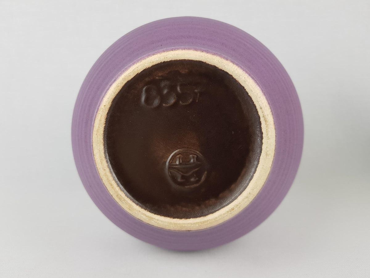 Vintage VEB HALDENSLEBEN Vase with Matte Purple Glaze East German Pottery 1960s