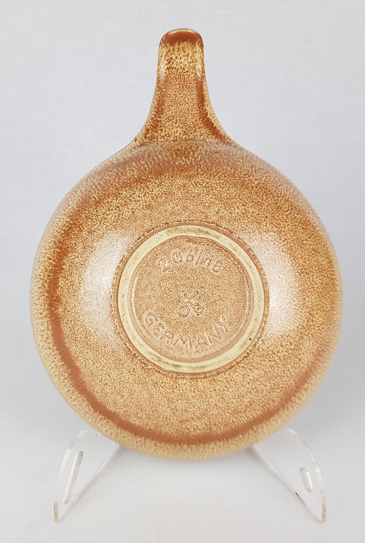 Vintage DÜMLER & BREIDEN Brown Beige Ceramic Bowl 206/18 With Yellow Dots West German Pottery 1970s