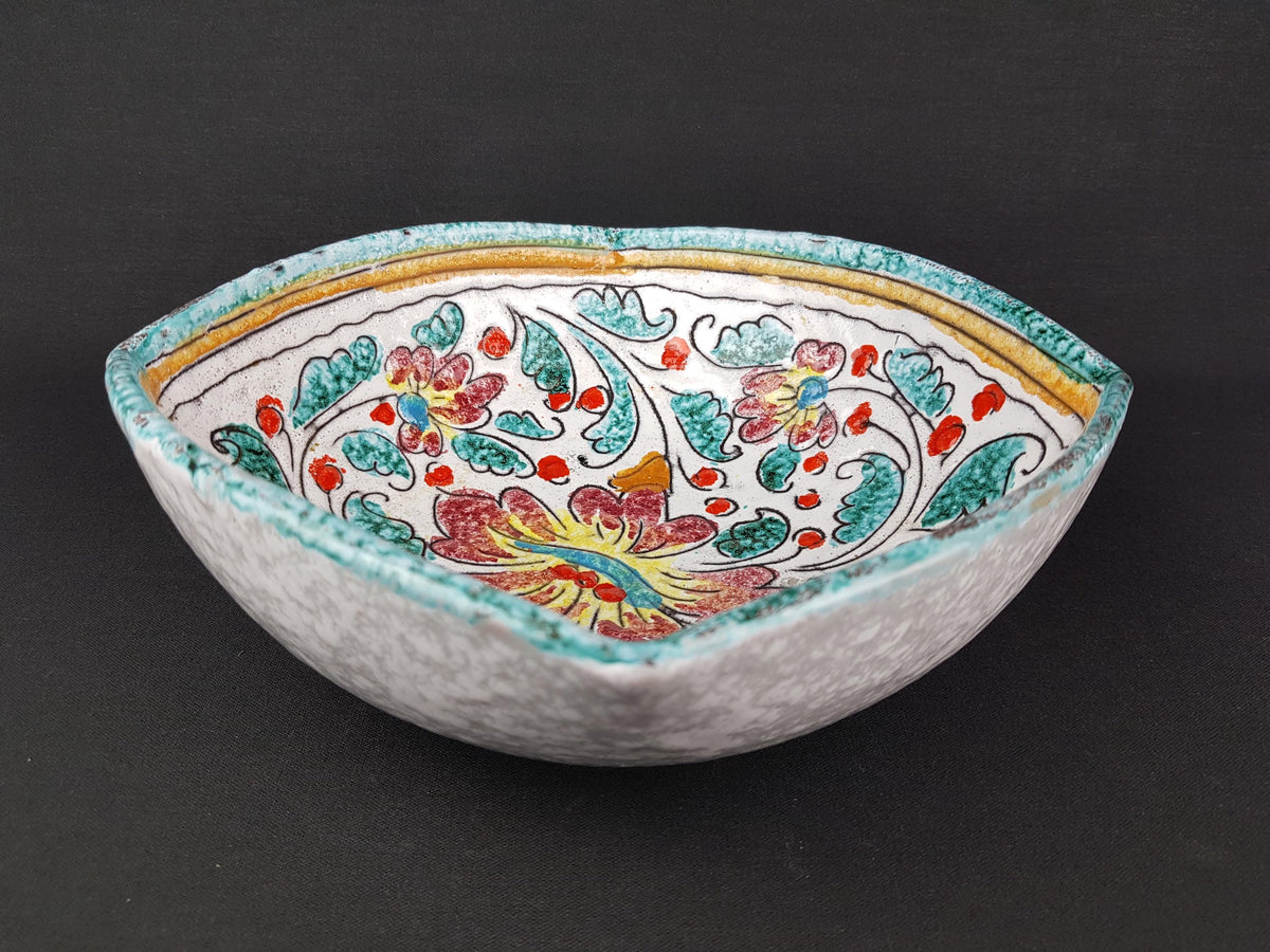 Vintage ITALIAN CERAMIC BOWL with Flower Decor Italian Pottery 1960s