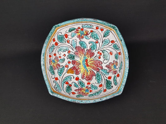 Vintage ITALIAN CERAMIC BOWL with Flower Decor Italian Pottery 1960s