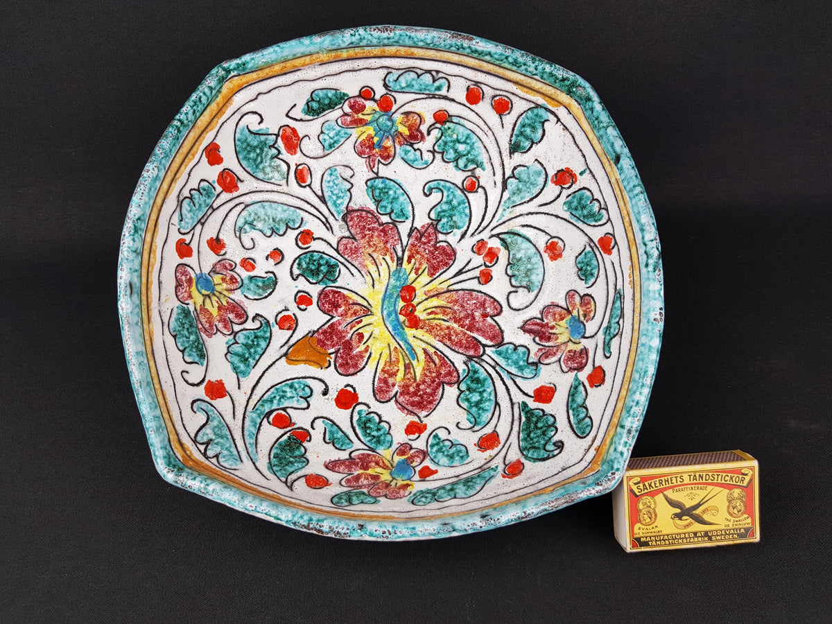 Vintage ITALIAN CERAMIC BOWL with Flower Decor Italian Pottery 1960s