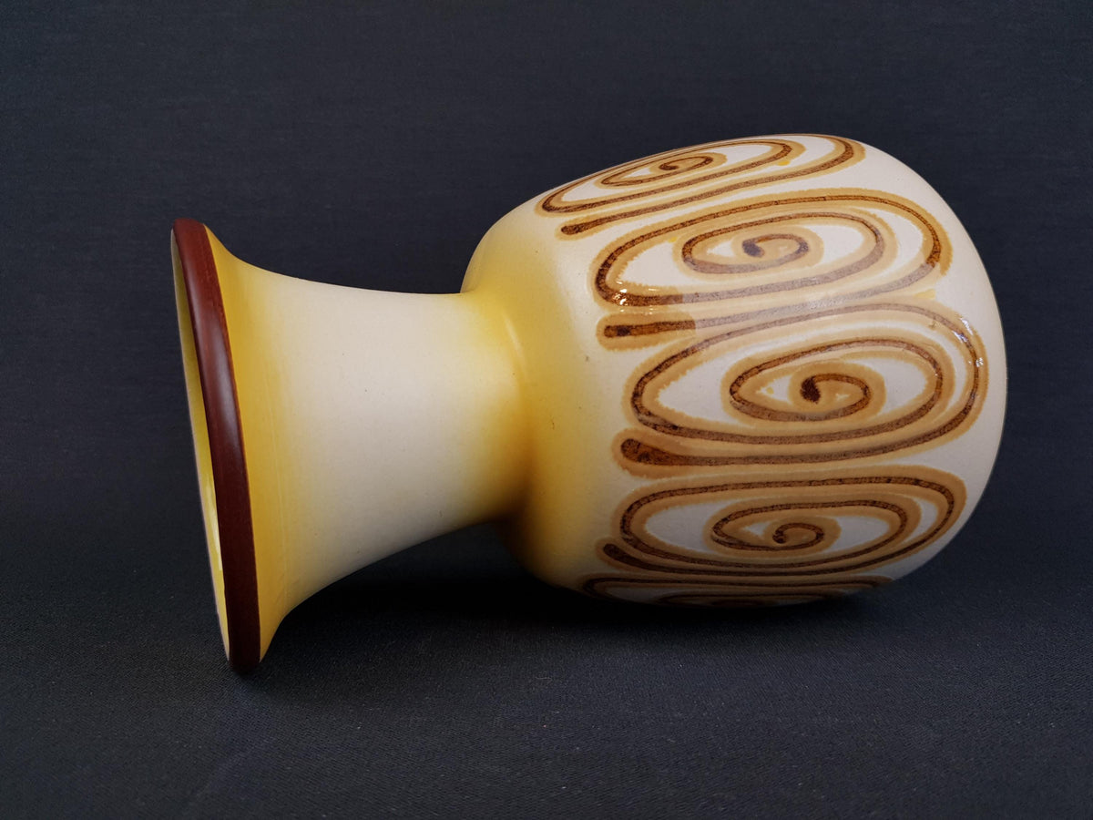 Vintage SCHLOSSBERG KERAMIK with Unique Yellow and Brown Swirl Decor West German Pottery 1960-70s