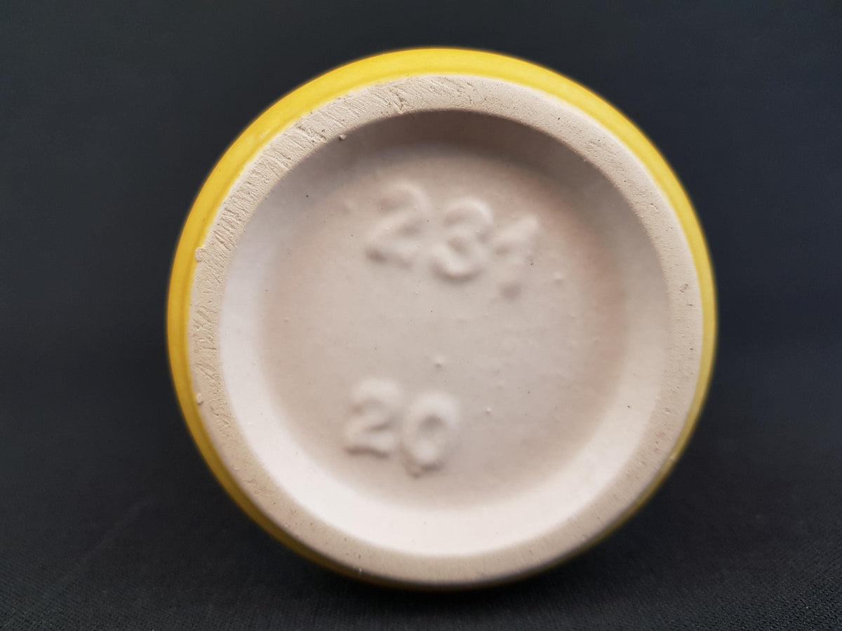 Vintage SCHLOSSBERG KERAMIK with Unique Yellow and Brown Swirl Decor 231-20 West German Pottery 1960-70s