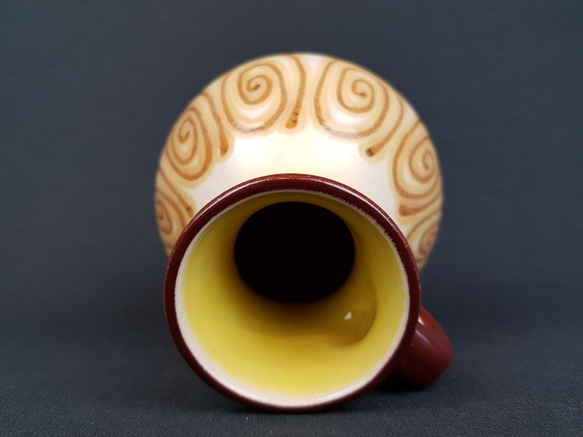 Vintage SCHLOSSBERG KERAMIK with Unique Yellow and Brown Swirl Decor 73/15 West German Pottery 1960-70s