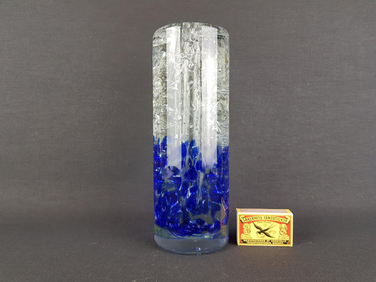 Vintage JAROSLAV SVOBODA Czech Cobalt Blue Art Glass Studio Vase 1980s