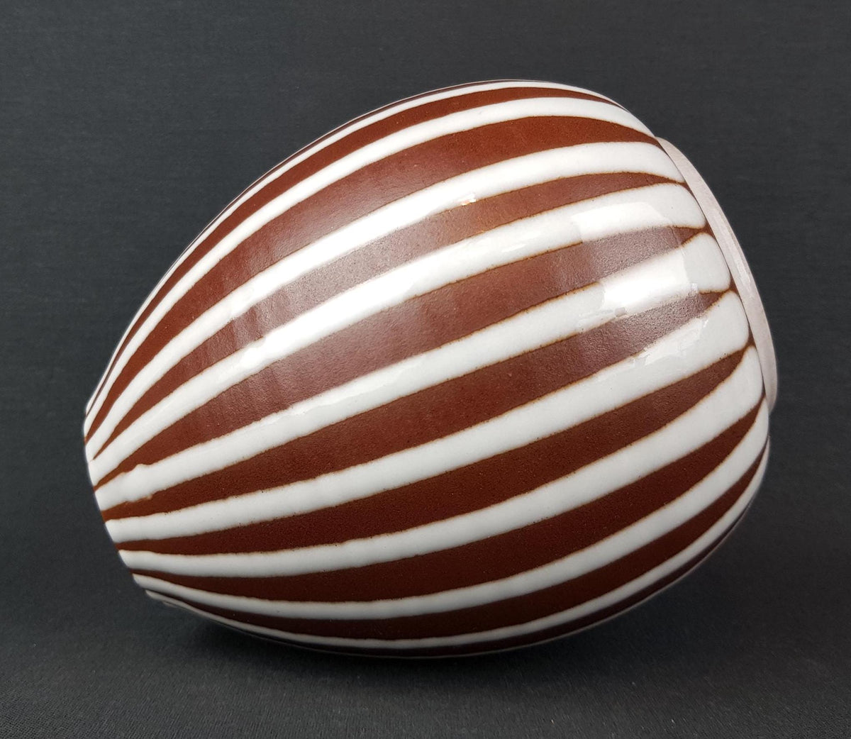 Vintage WILHELM und ELLIE KUCH White and Brown Vase Studio Art Pottery 1960-70s