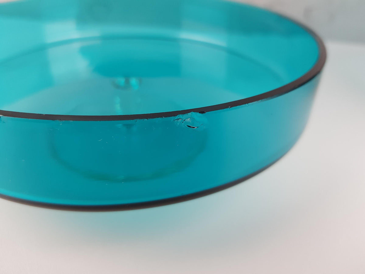 Vintage ROYAL LEERDAM KRISTALUNIE Turquoise Cookie Jar by Floris Meydam Dutch Glass Art