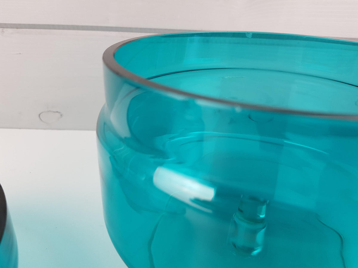 Vintage ROYAL LEERDAM KRISTALUNIE Turquoise Cookie Jar by Floris Meydam Dutch Glass Art