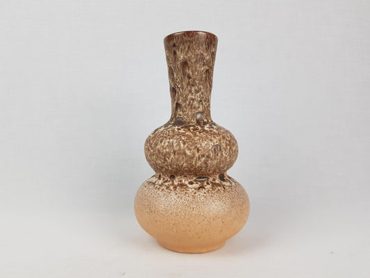 Vintage STEULER KERAMIK Brown and Beige Fat Lava Vase by Cari Zalloni 233-20 West German Pottery 1970s