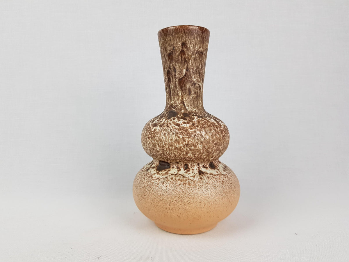 Vintage STEULER KERAMIK Brown and Beige Fat Lava Vase by Cari Zalloni 233-20 West German Pottery 1970s