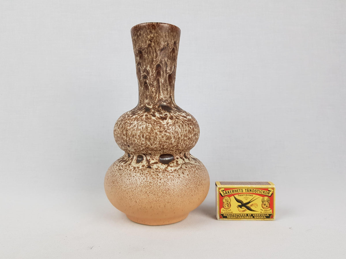 Vintage STEULER KERAMIK Brown and Beige Fat Lava Vase by Cari Zalloni 233-20 West German Pottery 1970s