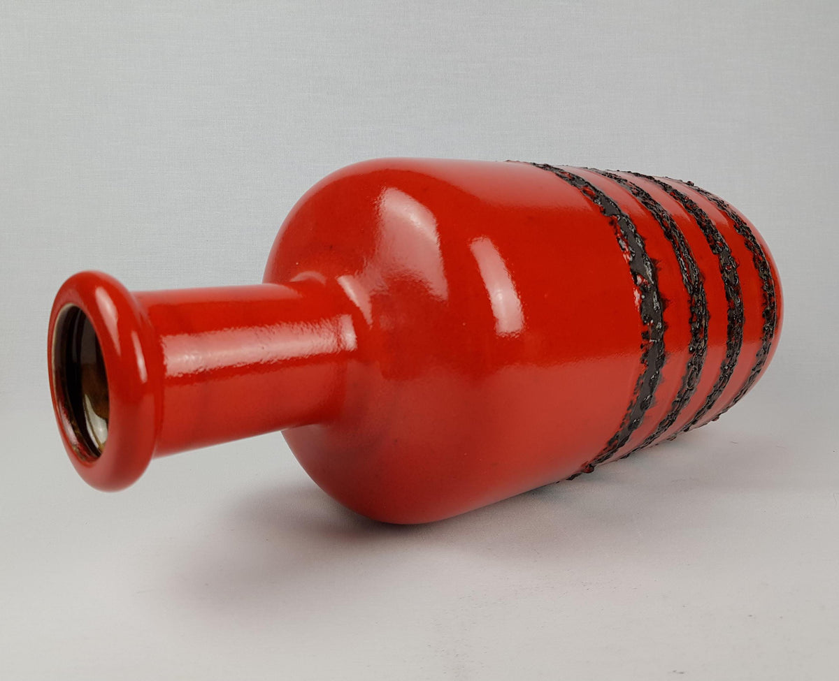 Vintage STEULER KERAMIK Red Floor Vase 128-45 West German Pottery 1960s