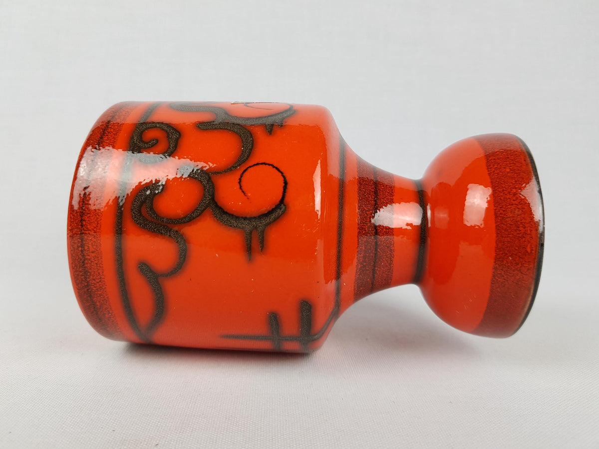 Vintage FLORA GOUDA HOLLAND Ceramic Orange Vase With Tokio Decor 911 Dutch Pottery 1970s
