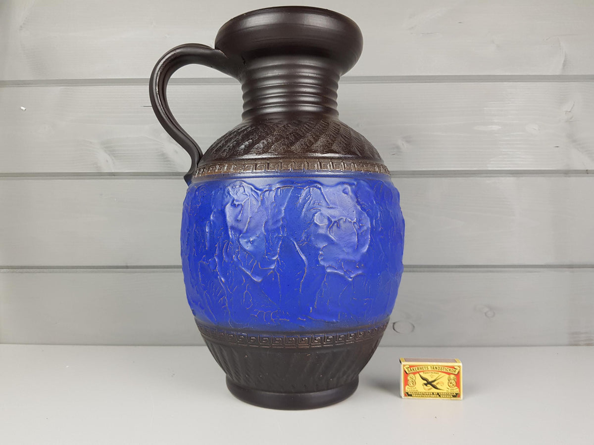 Vintage West German Pottery Blue Black KLINKER Vase no.35 1950-60s, maker unknown, probably Eiwa / Speier