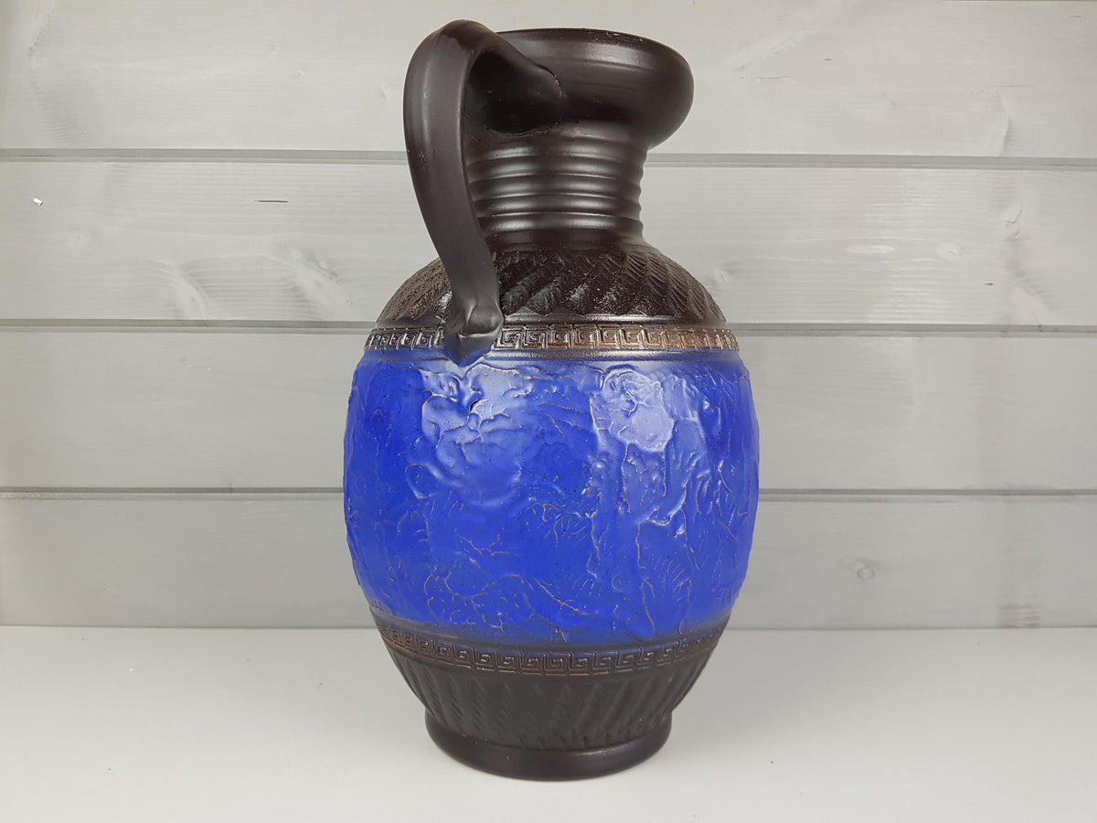 Vintage West German Pottery Blue Black KLINKER Vase no.35 1950-60s, maker unknown, probably Eiwa / Speier