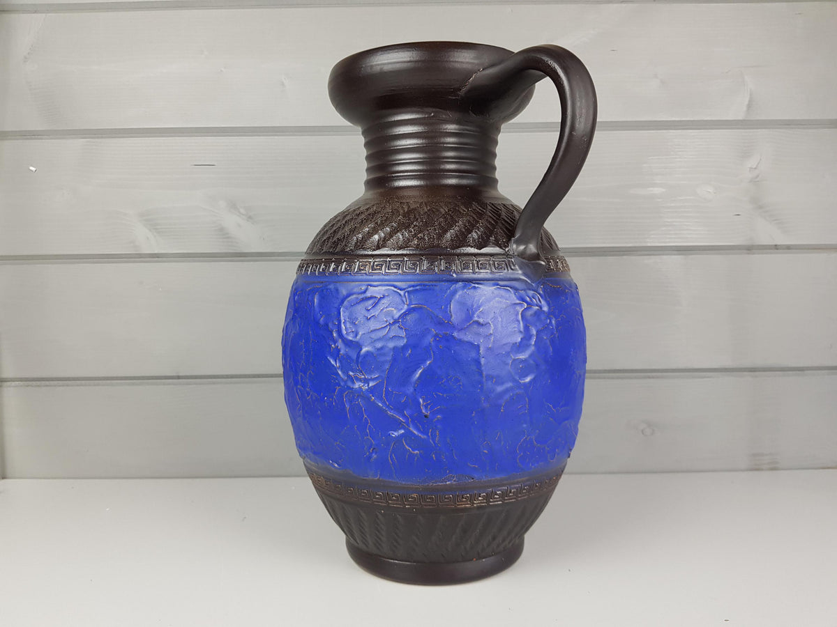 Vintage West German Pottery Blue Black KLINKER Vase no.35 1950-60s, maker unknown, probably Eiwa / Speier