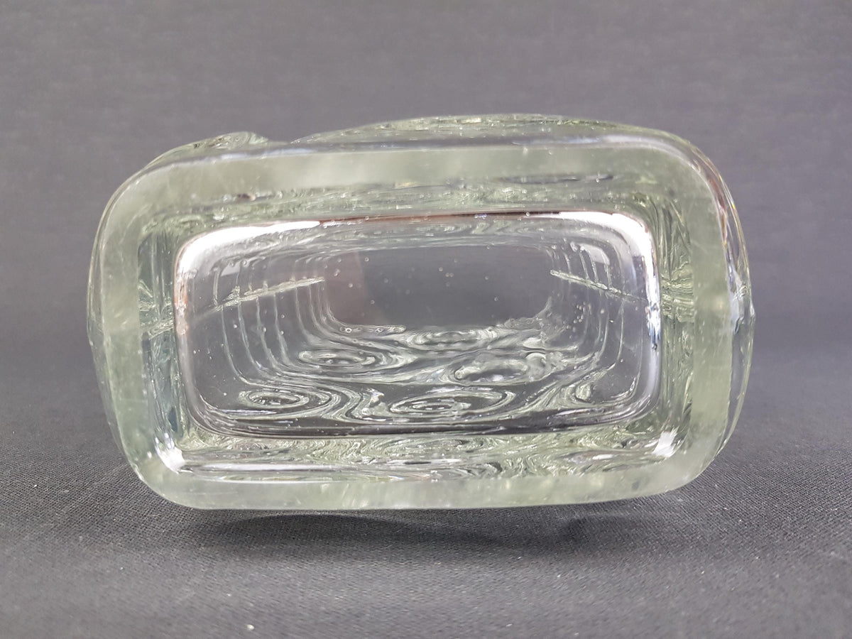 Rare Vintage HERMANOVA HUT Clear Glass Vase With Woodgrain Pattern by Frantisek Peceny SKLO Union from Czech Republic 1968s