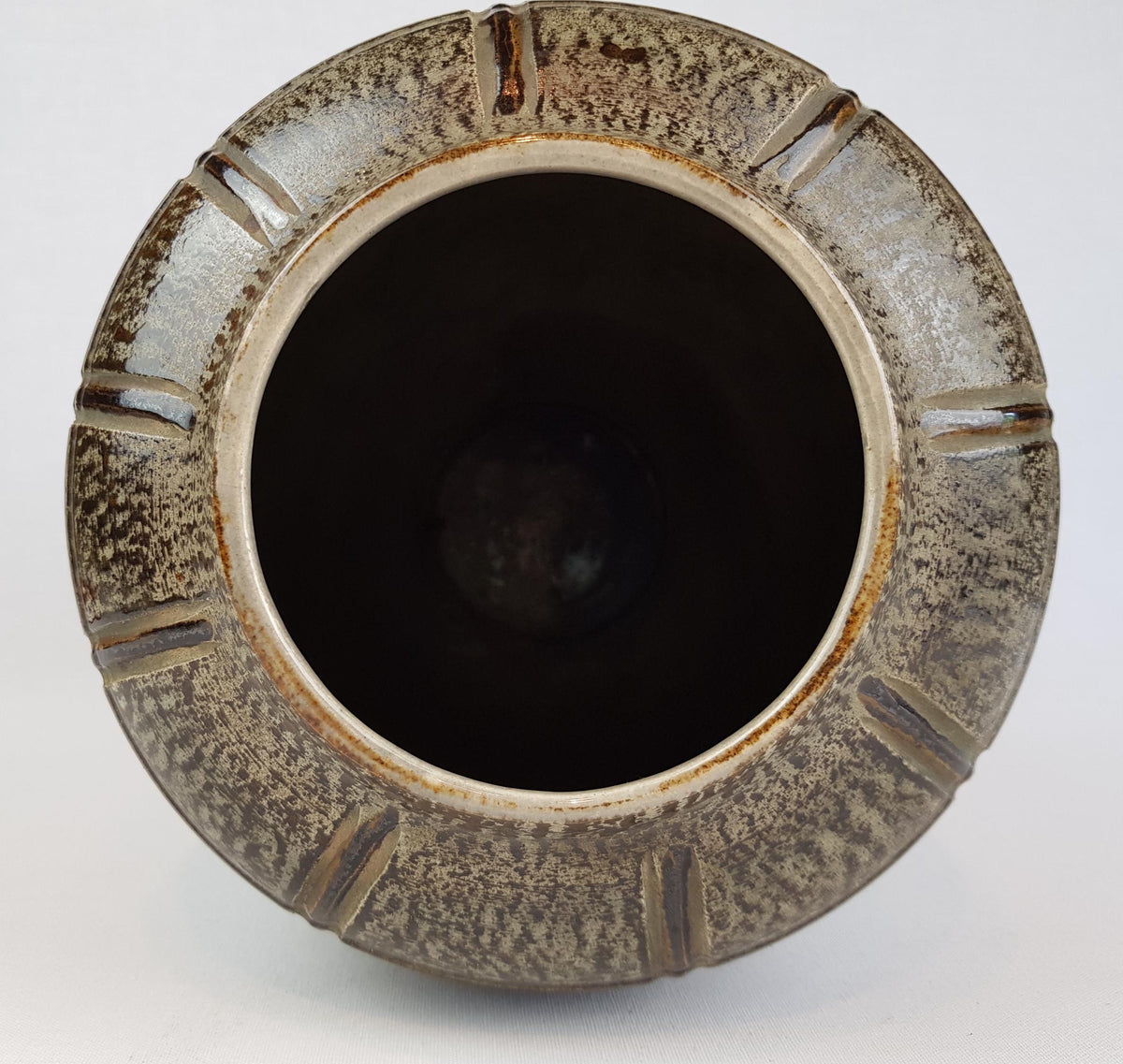 Large Vintage SPARA EDEL KERAMIK Brown Vase with Incised Decor 208-36 West German Pottery 1960s
