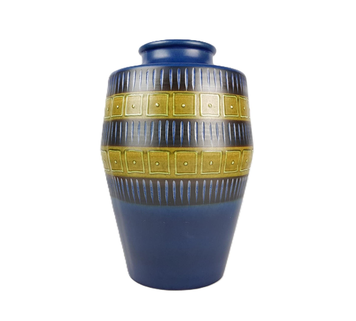 Vintage STEULER KERAMIK Blue and Green Floor Vase 137/40 West German Pottery 1960s