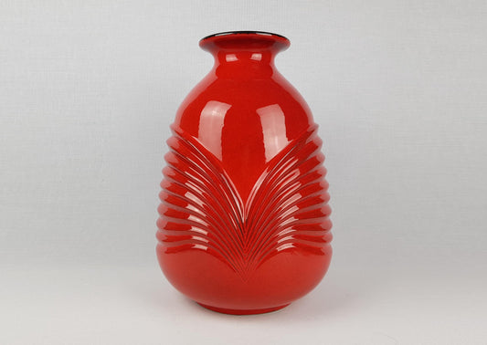 Vintage FOHR KERAMIK Red Vase 338 35 by Cari Zalloni West German Pottery 1970s